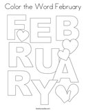 Color the Word February Coloring Page