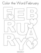 Color the Word February Coloring Page