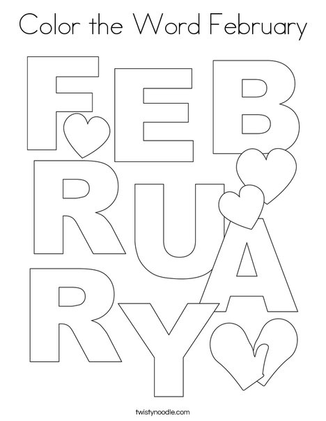 Color the Word February Coloring Page
