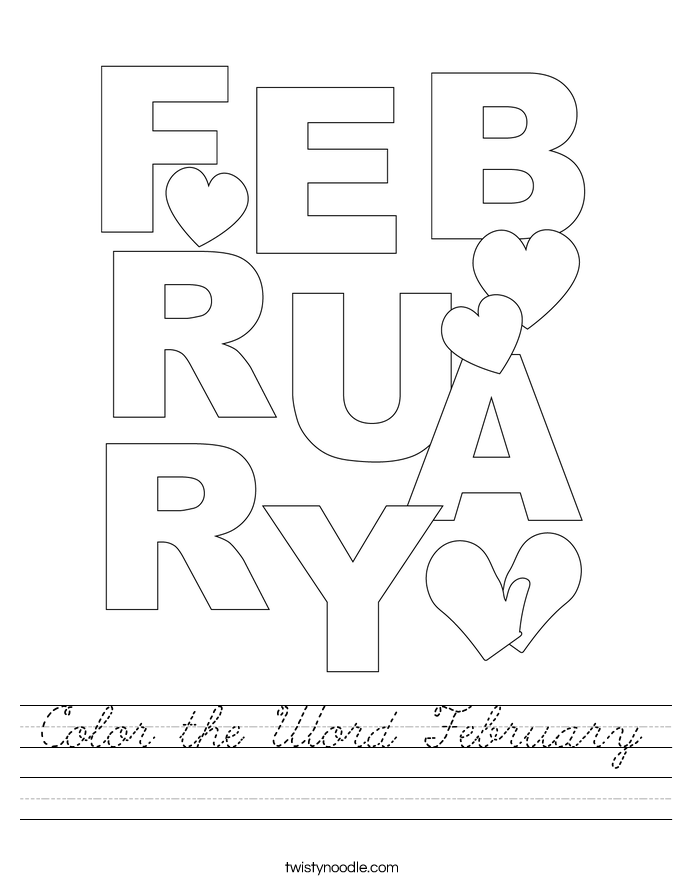 Color the Word February Worksheet