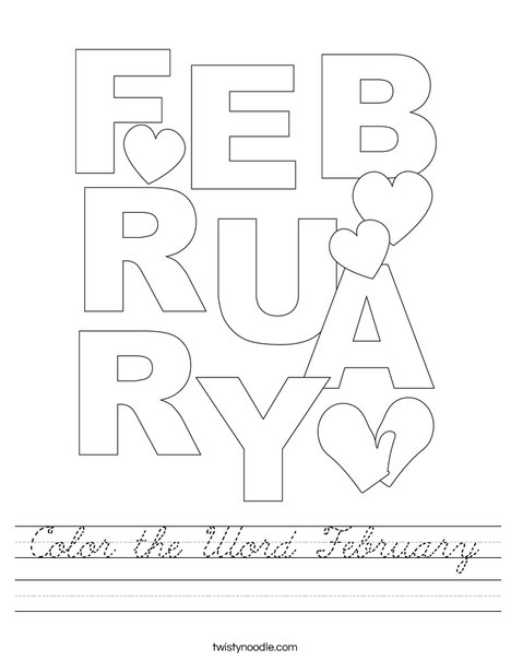 Color the Word February Worksheet