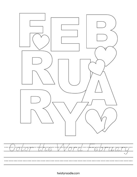 Color the Word February Worksheet