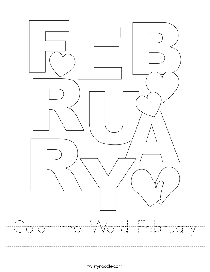 Color the Word February Worksheet