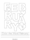 Color the Word February Worksheet