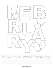Color the Word February Handwriting Sheet