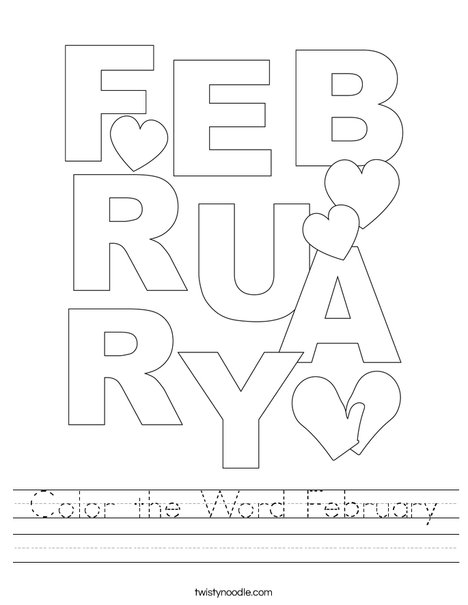 Color the Word February Worksheet