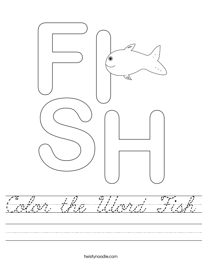 Color the Word Fish Worksheet