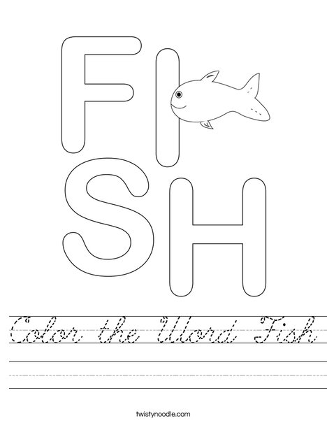 Color the Word Fish Worksheet