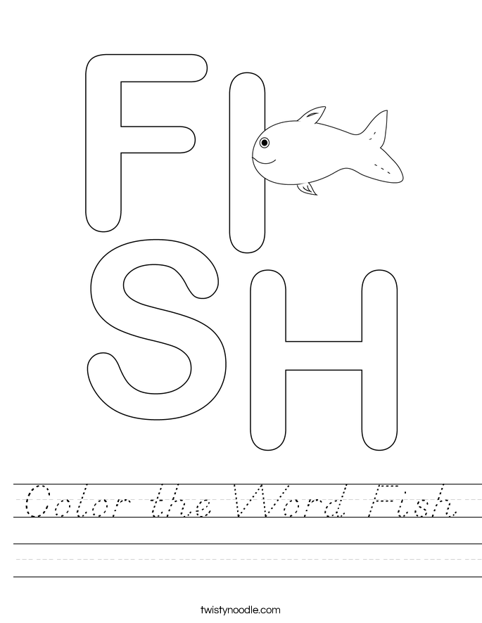 Color the Word Fish Worksheet