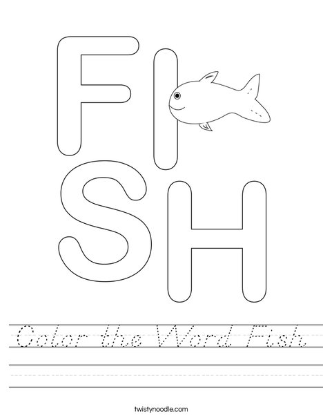 Color the Word Fish Worksheet