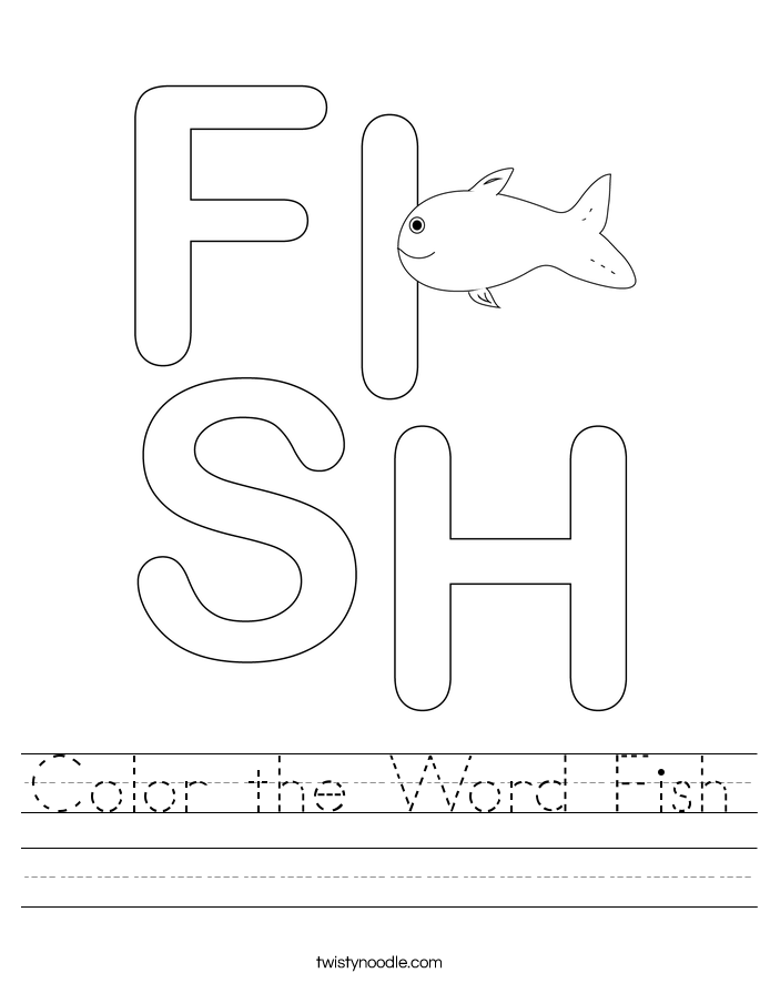 Color the Word Fish Worksheet