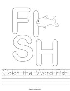 Color the Word Fish Handwriting Sheet