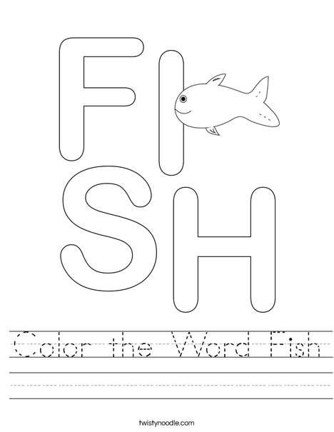 Color the Word Fish Worksheet