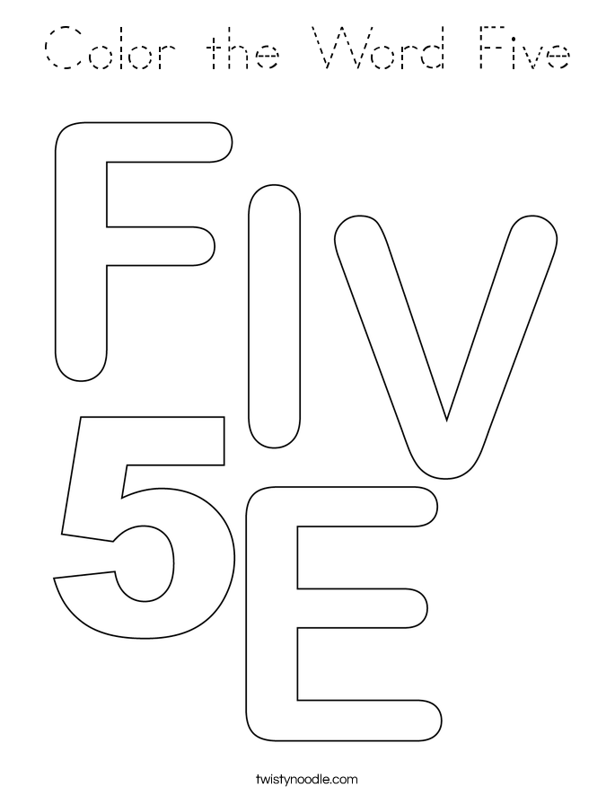 Color the Word Five Coloring Page
