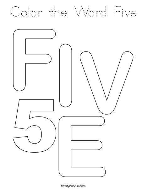 Color the Word Five Coloring Page