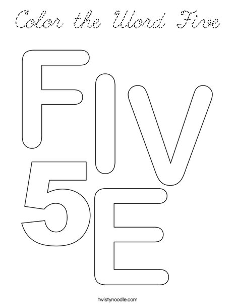Color the Word Five Coloring Page