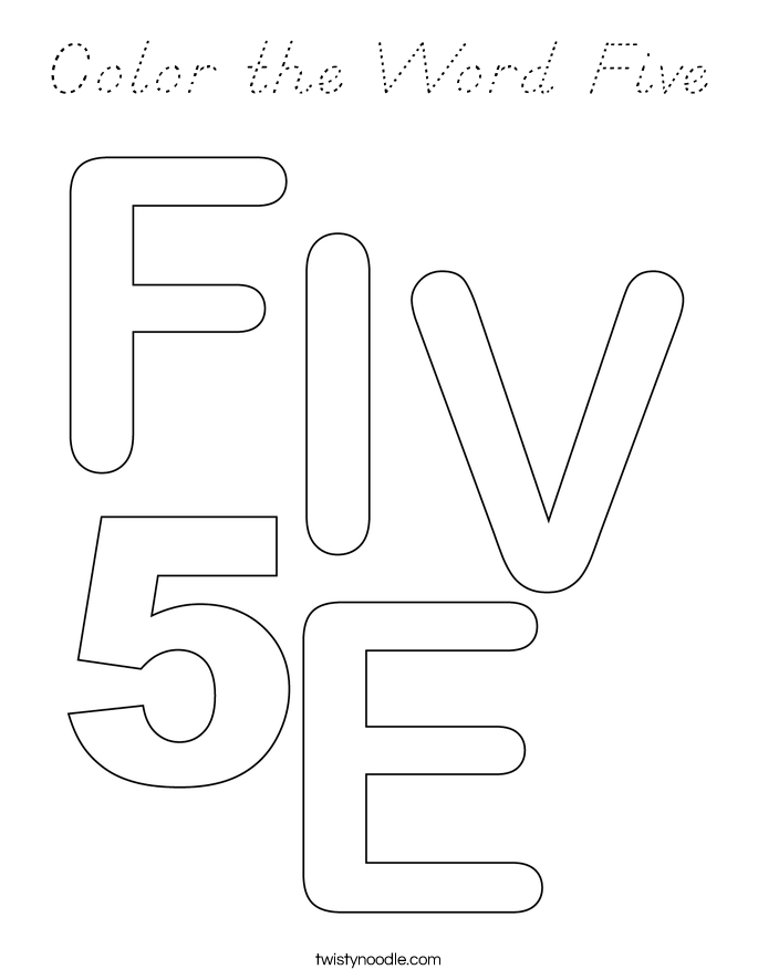 Color the Word Five Coloring Page