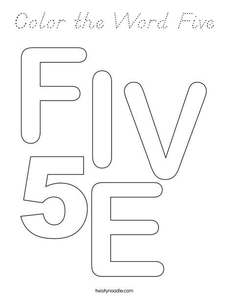Color the Word Five Coloring Page