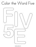 Color the Word Five Coloring Page