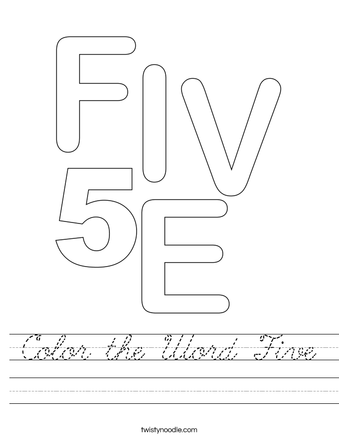 Color the Word Five Worksheet