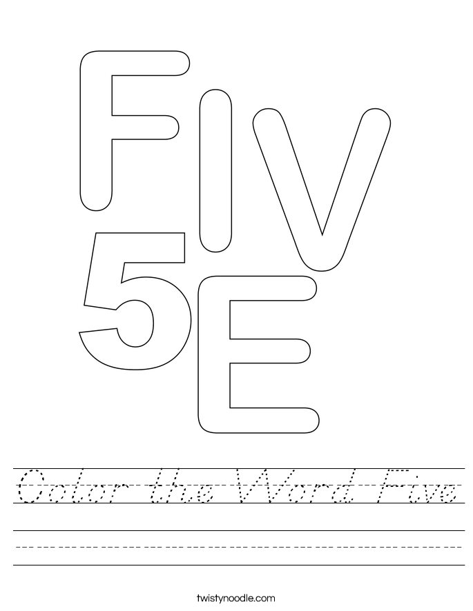 Color the Word Five Worksheet