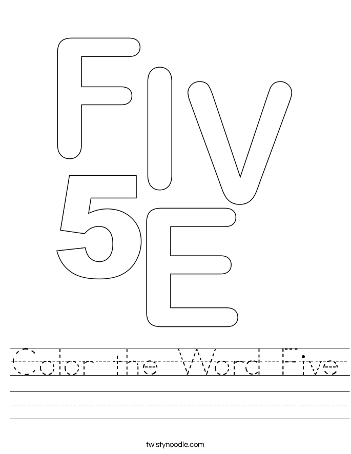 Color the Word Five Worksheet