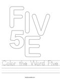 Color the Word Five Worksheet