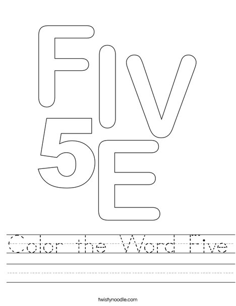 Color the Word Five Worksheet