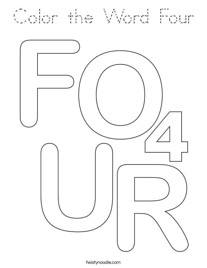 Color the Word Four Coloring Page