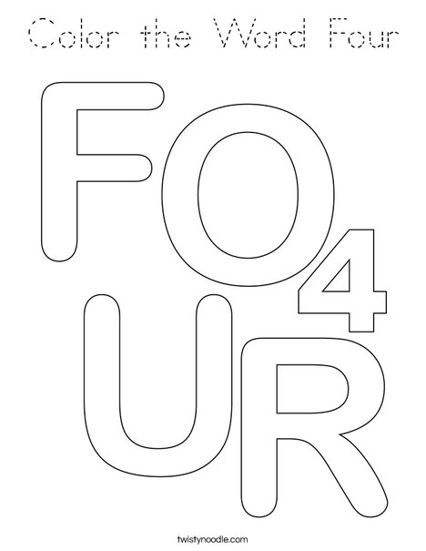Color the Word Four Coloring Page