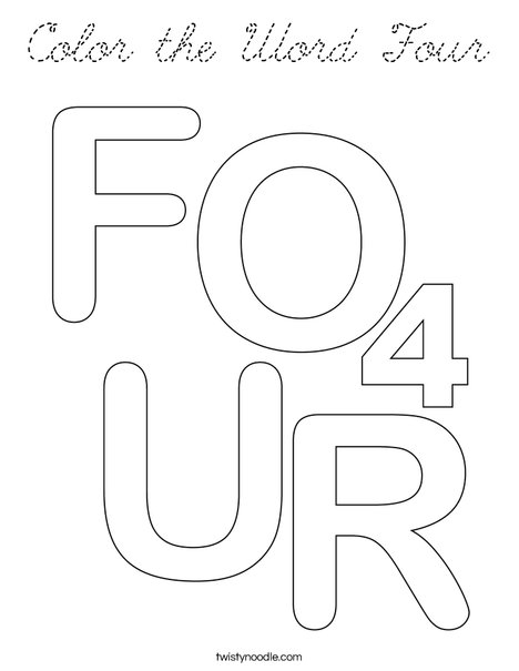 Color the Word Four Coloring Page