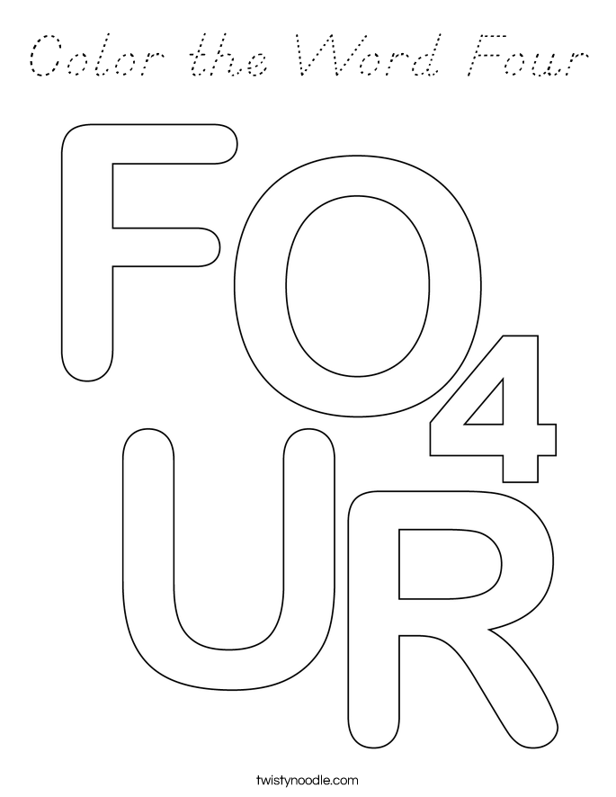 Color the Word Four Coloring Page