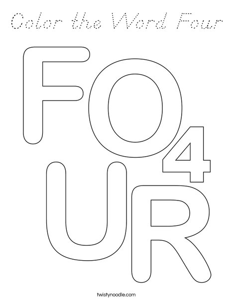 Color the Word Four Coloring Page