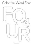 Color the Word Four Coloring Page