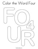 Color the Word Four Coloring Page
