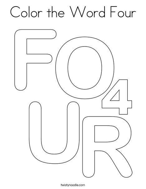Color the Word Four Coloring Page