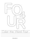Color the Word Four Worksheet