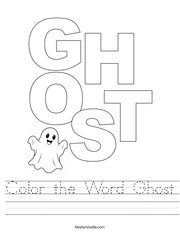 Color the Word Ghost Handwriting Sheet