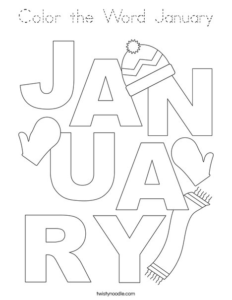 Color the Word January Coloring Page