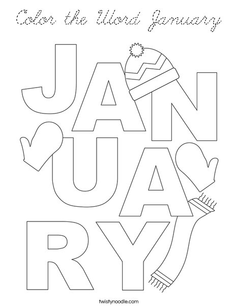 Color the Word January Coloring Page