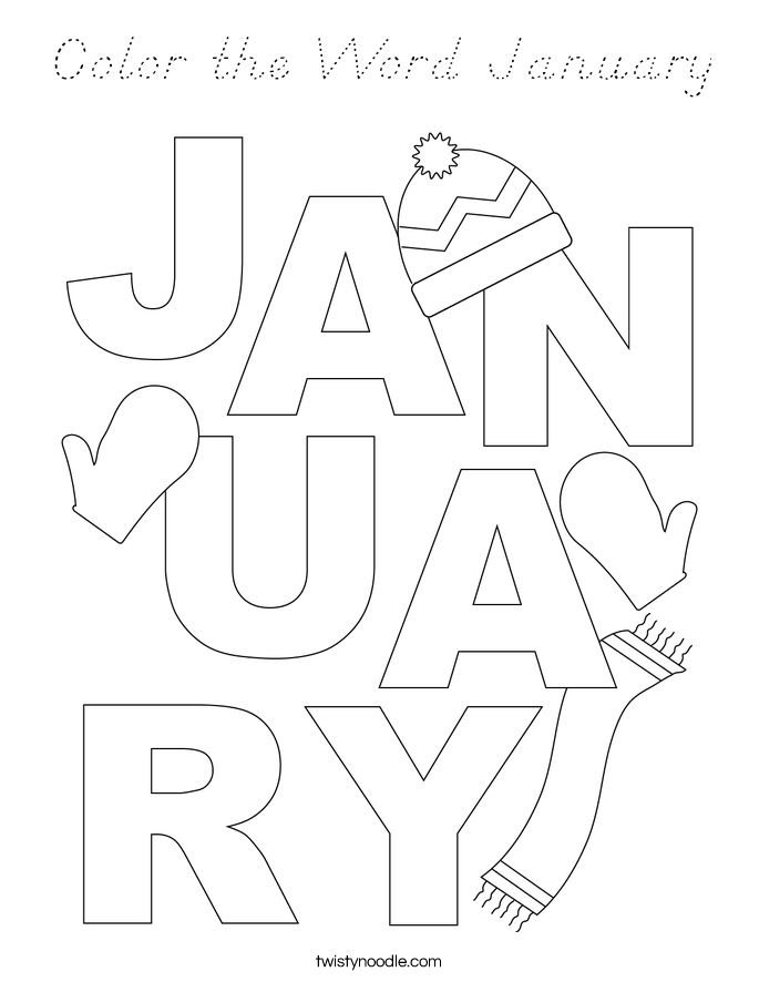 Color the Word January Coloring Page