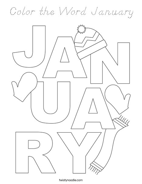 Color the Word January Coloring Page