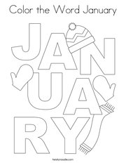 Color the Word January Coloring Page