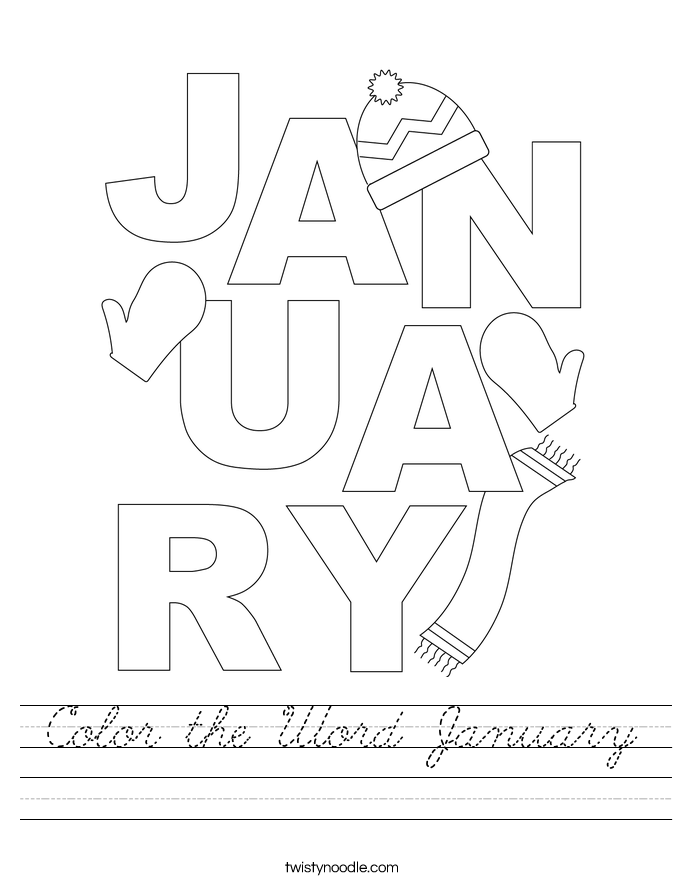 Color the Word January Worksheet