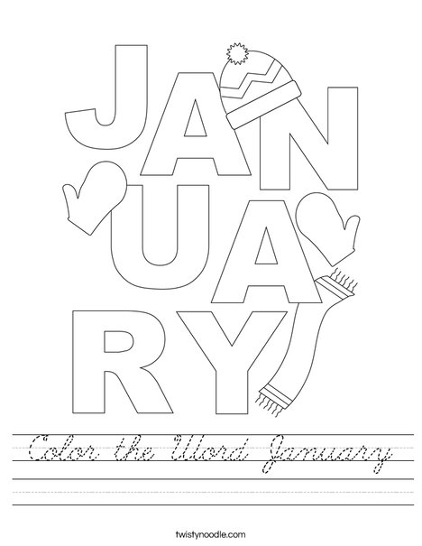 Color the Word January Worksheet