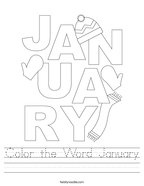 Color the Word January Handwriting Sheet