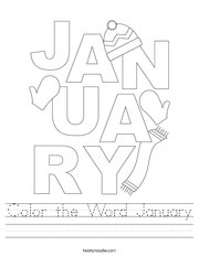 Color the Word January Handwriting Sheet