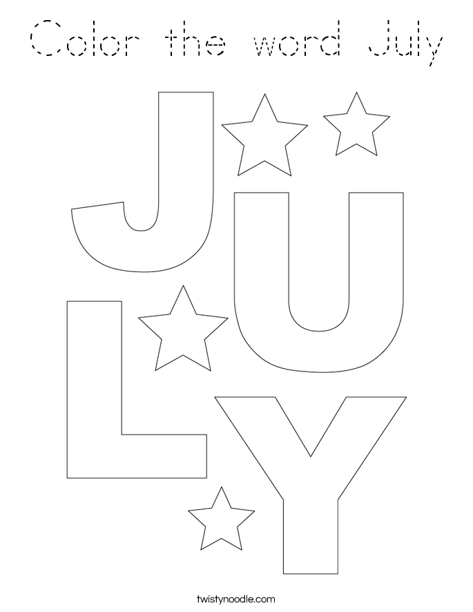 Color the word July Coloring Page