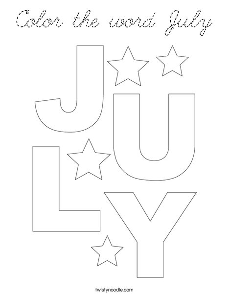 Color the word July Coloring Page