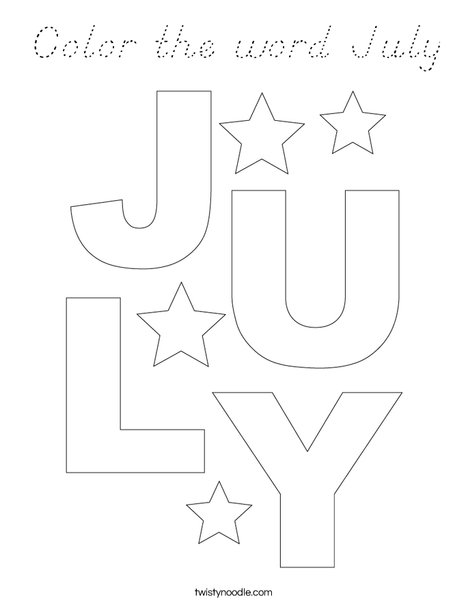 Color the word July Coloring Page